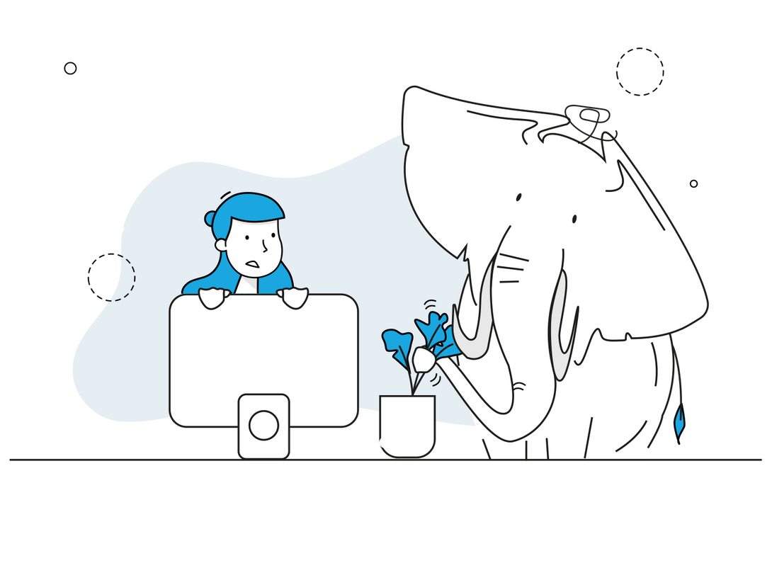 Illustration, Elefant im Raum